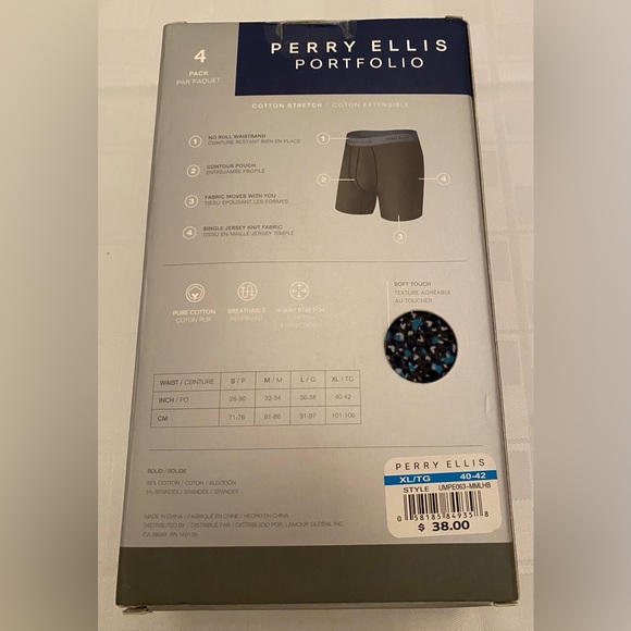 Perry Ellis 4-Pack of Portfolio Cotton Stretch Boxer Briefs - Picture 2 of 2